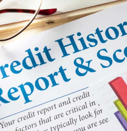 A close up of a 'Credit History Report & Score' document.